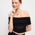 Short link chain pendant necklace purple crystal